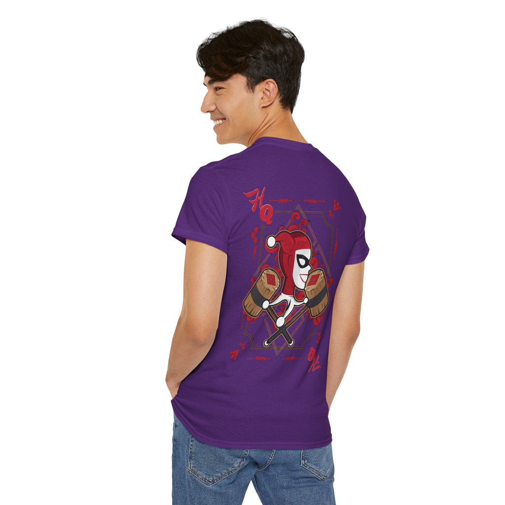 Harlequin Heart Tee — Joker-Inspired Playing Card Graphic T-Shirt
