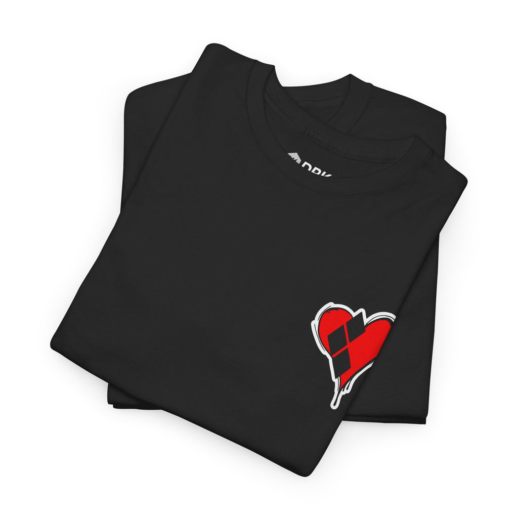 Harlequin Heart Tee — Joker-Inspired Playing Card Graphic T-Shirt