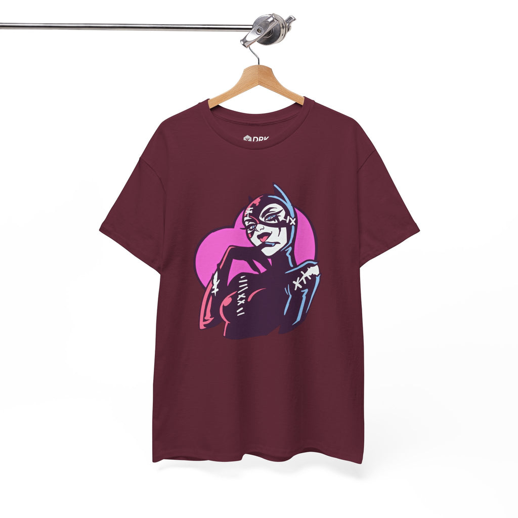 Catwoman Neon Heart Retro Comic T-Shirt — Catwoman Anti-Hero Tee