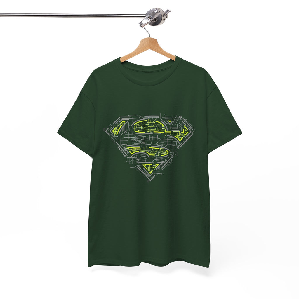 Superman Tech Shield T-Shirt — Futuristic Man of Steel Fanart Logo Tee