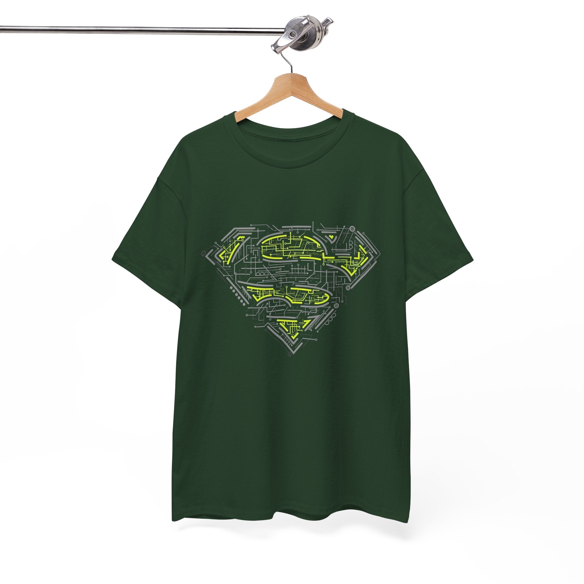 Superman Tech Shield T-Shirt — Futuristic Man of Steel Fanart Logo Tee
