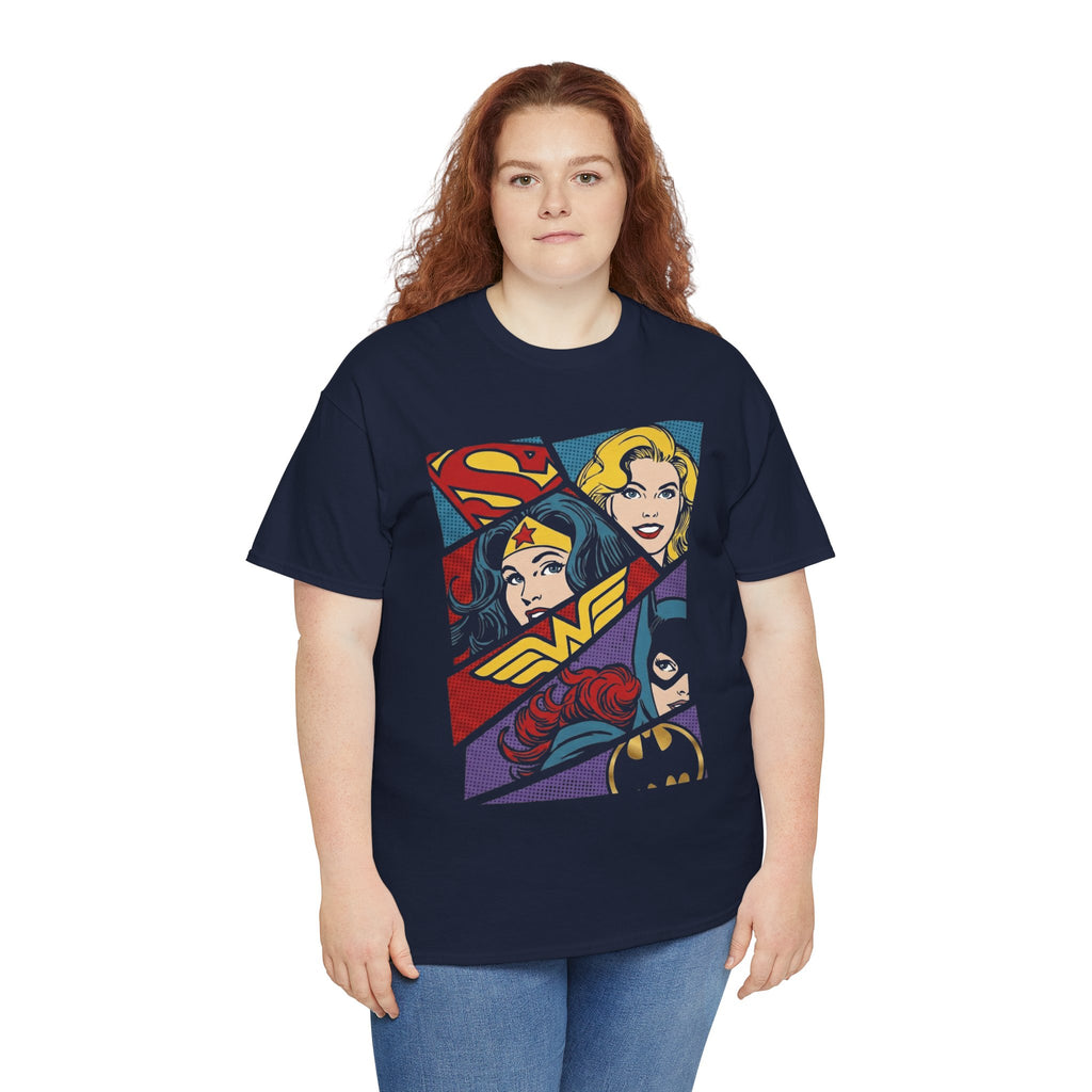 DC Girls Superhero Collage T‑Shirt — Wonder Woman, Supergirl & Batgirl Comic Tee
