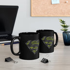 DC Superman Cyborg Logo Coffee Mug — Neon Tech Superman Shield Coffee Cup (11oz/15oz)