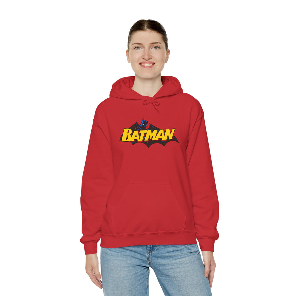 Batman DC Comics Inspired Logo Hoodie — Retro Bold Graphic Batman Sweatshirt