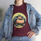 Funny Chubby Bat Hero T‑Shirt — Cute Fat Batman Parody Tee