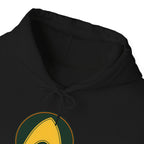 Aquaman Shield Hoodie — Retro Green & Gold Emblem Pullover
