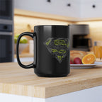 DC Superman Cyborg Logo Coffee Mug — Neon Tech Superman Shield Coffee Cup (11oz/15oz)