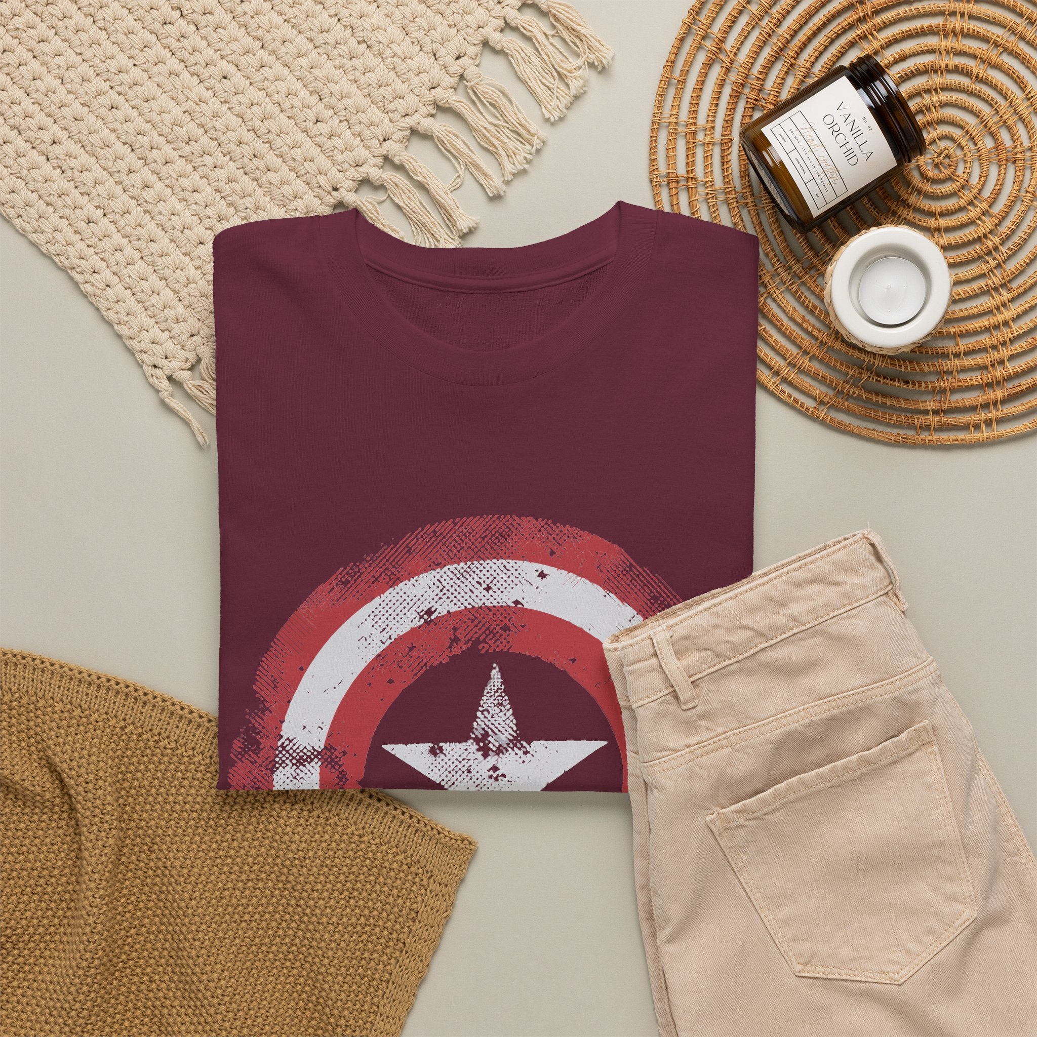 Vintage Captain America Shield Star T-Shirt - Unisex Distressed Avengers Tee