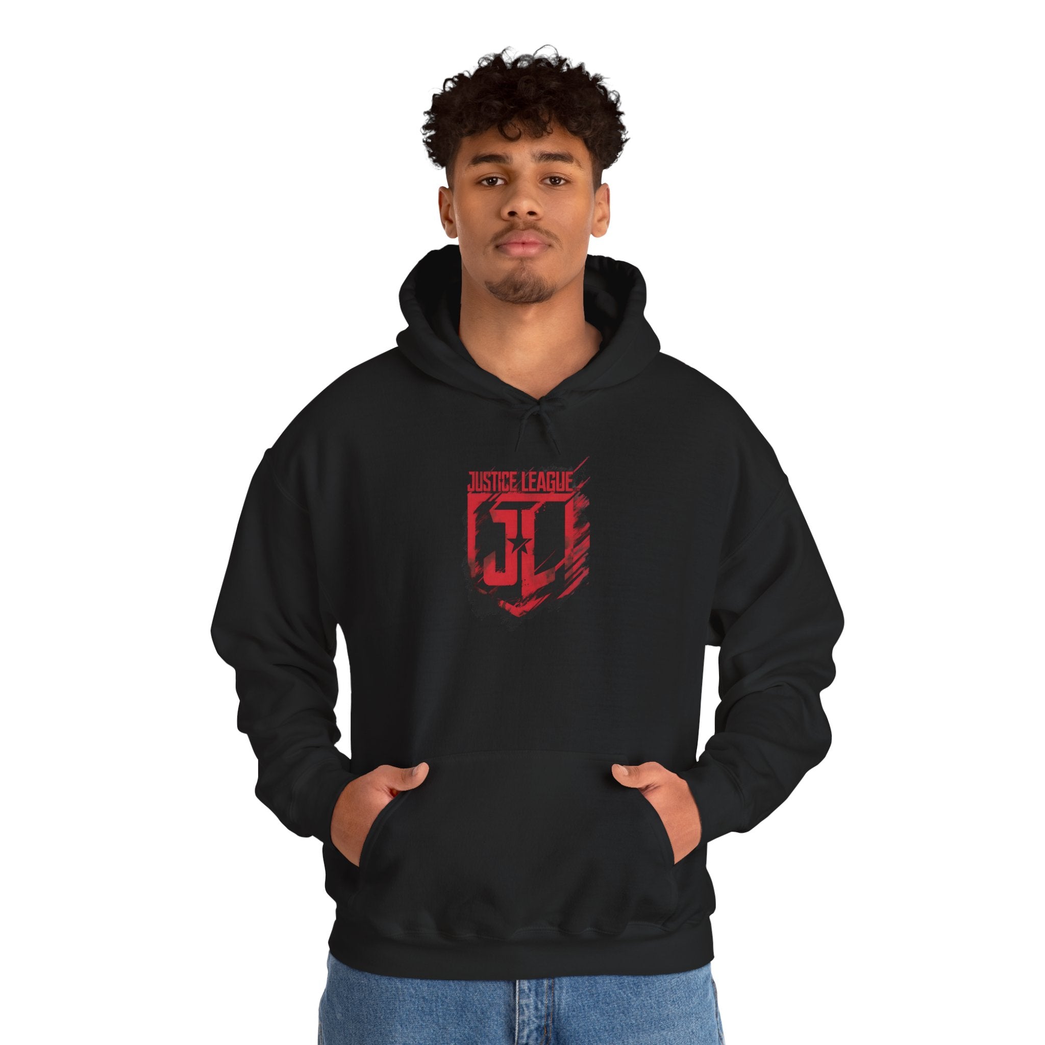 The Justice League Movie Distressed Red Emblem Unisex Hoodie