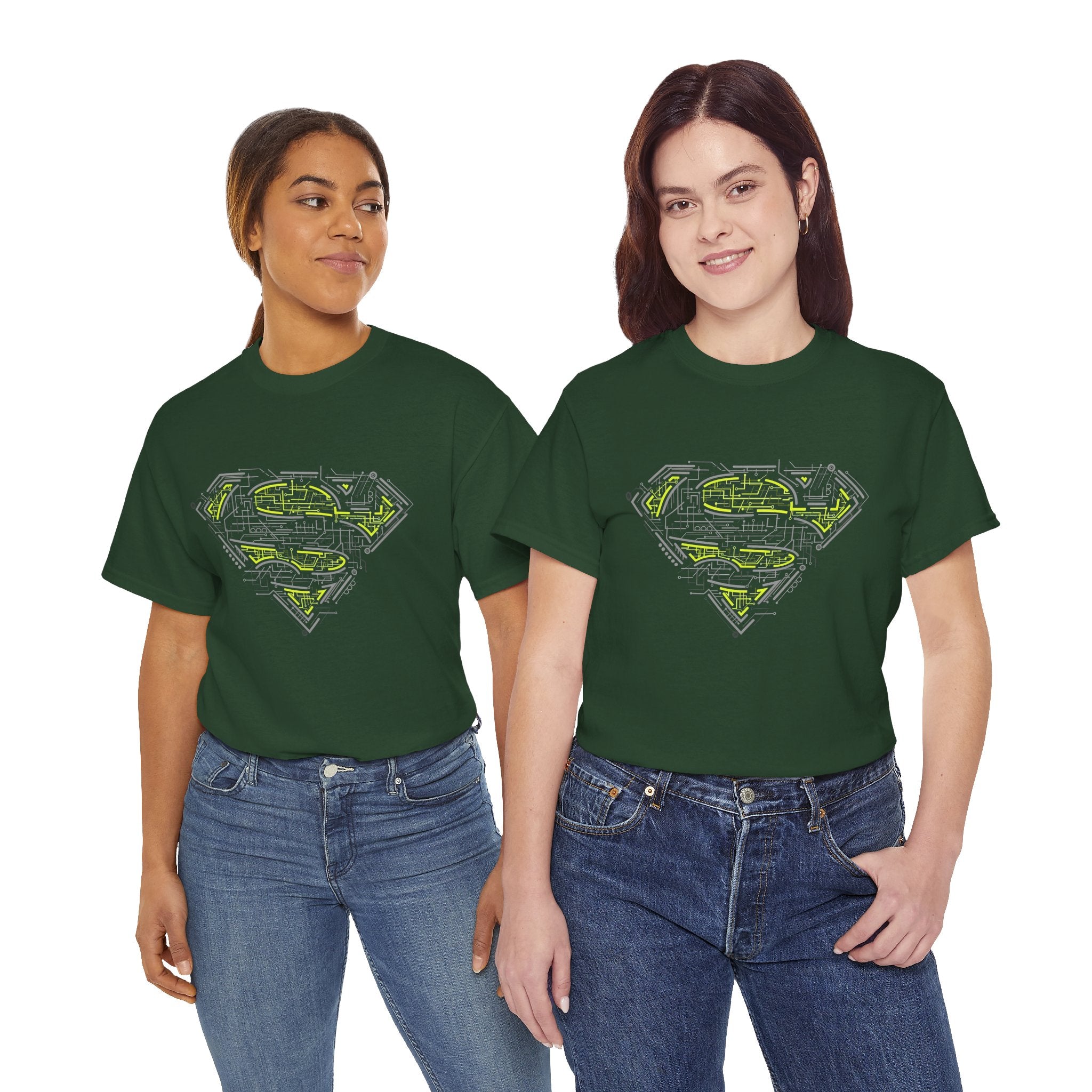 Superman Tech Shield T-Shirt — Futuristic Man of Steel Fanart Logo Tee