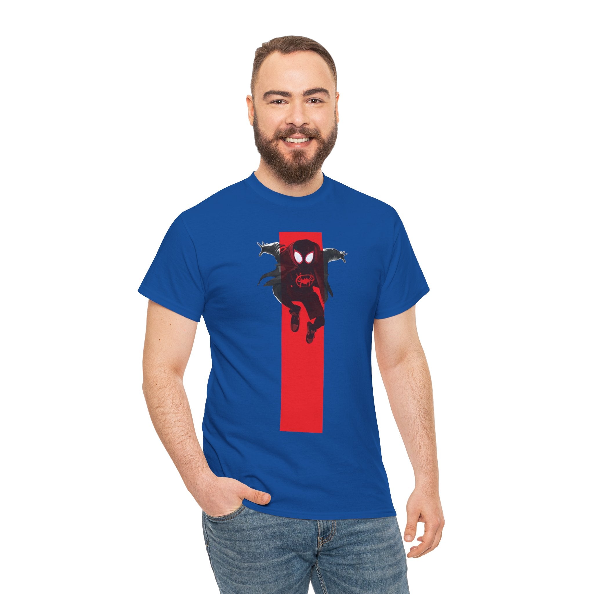 Marvel Miles Morales Spider-Man T-Shirt – Red Vertical Stripe Design | Premium Superhero Tee for Fans