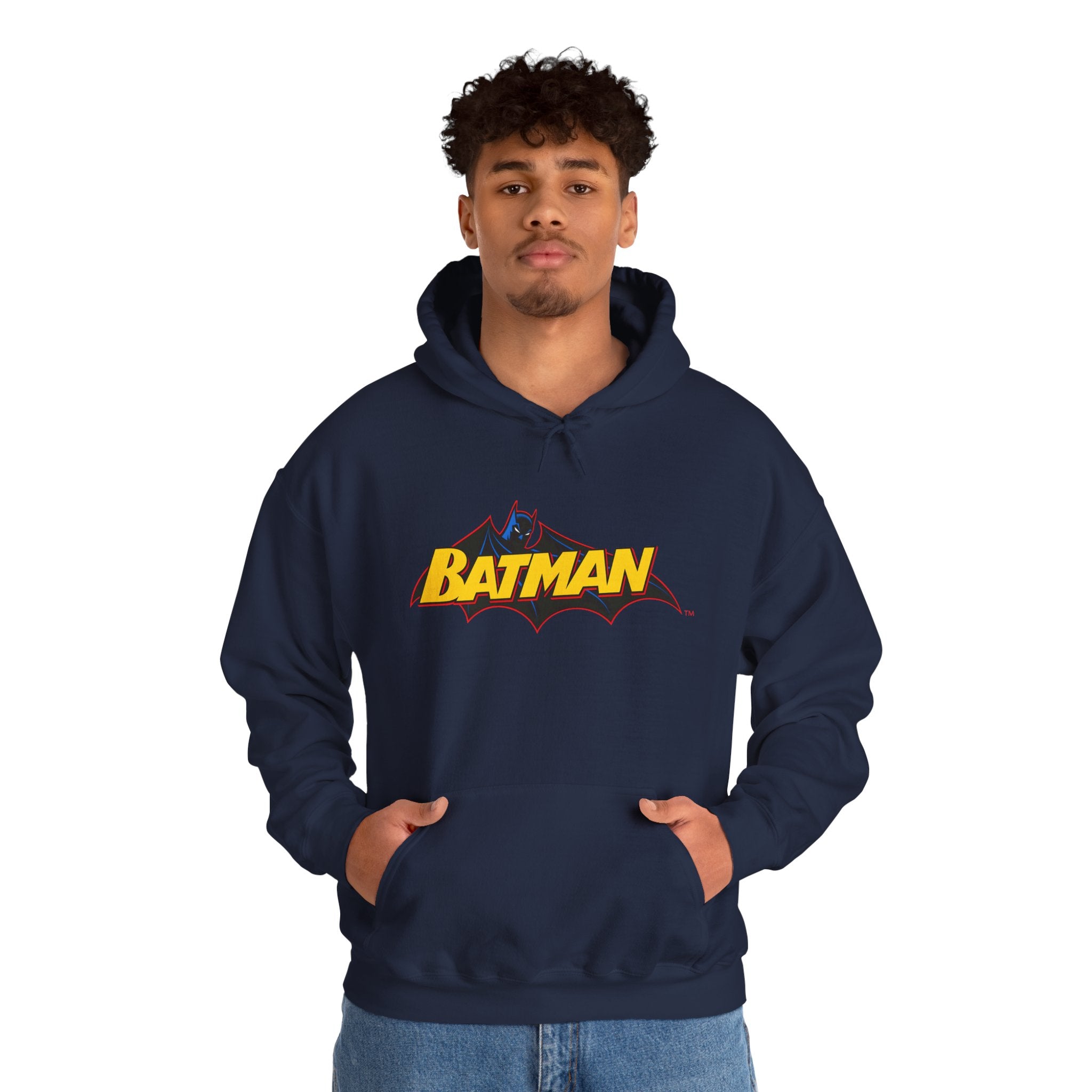 Batman DC Comics Inspired Logo Hoodie — Retro Bold Graphic Batman Sweatshirt