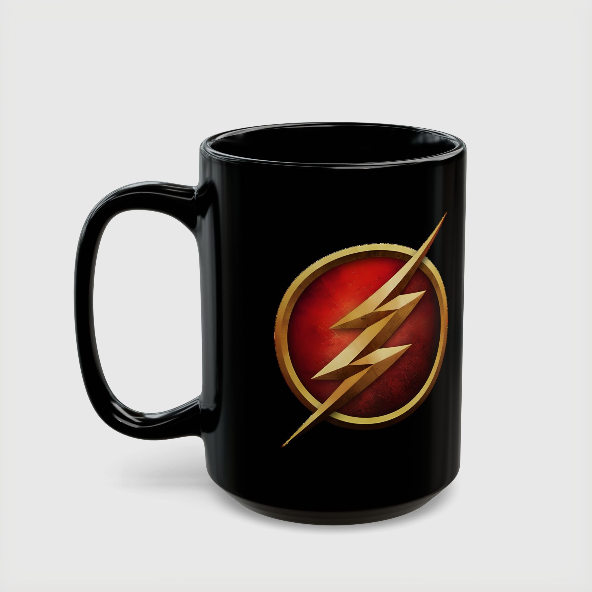 Classic DC Flash Lightning Bolt Mug - Scarlet Speedster Black Coffee Mug-  11oz & 15oz Speed Force Drinkware