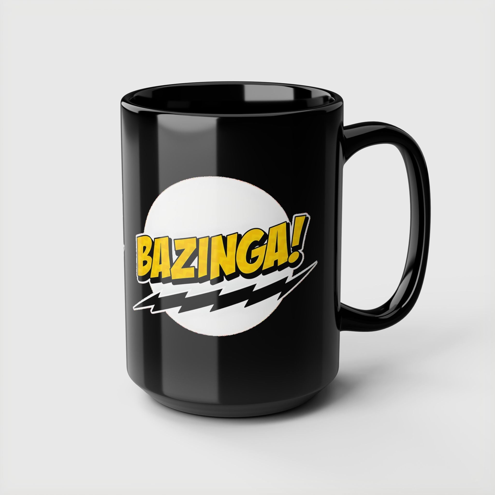 Bazinga! Retro Comic Black Ceramic Mug — 11oz & 15oz