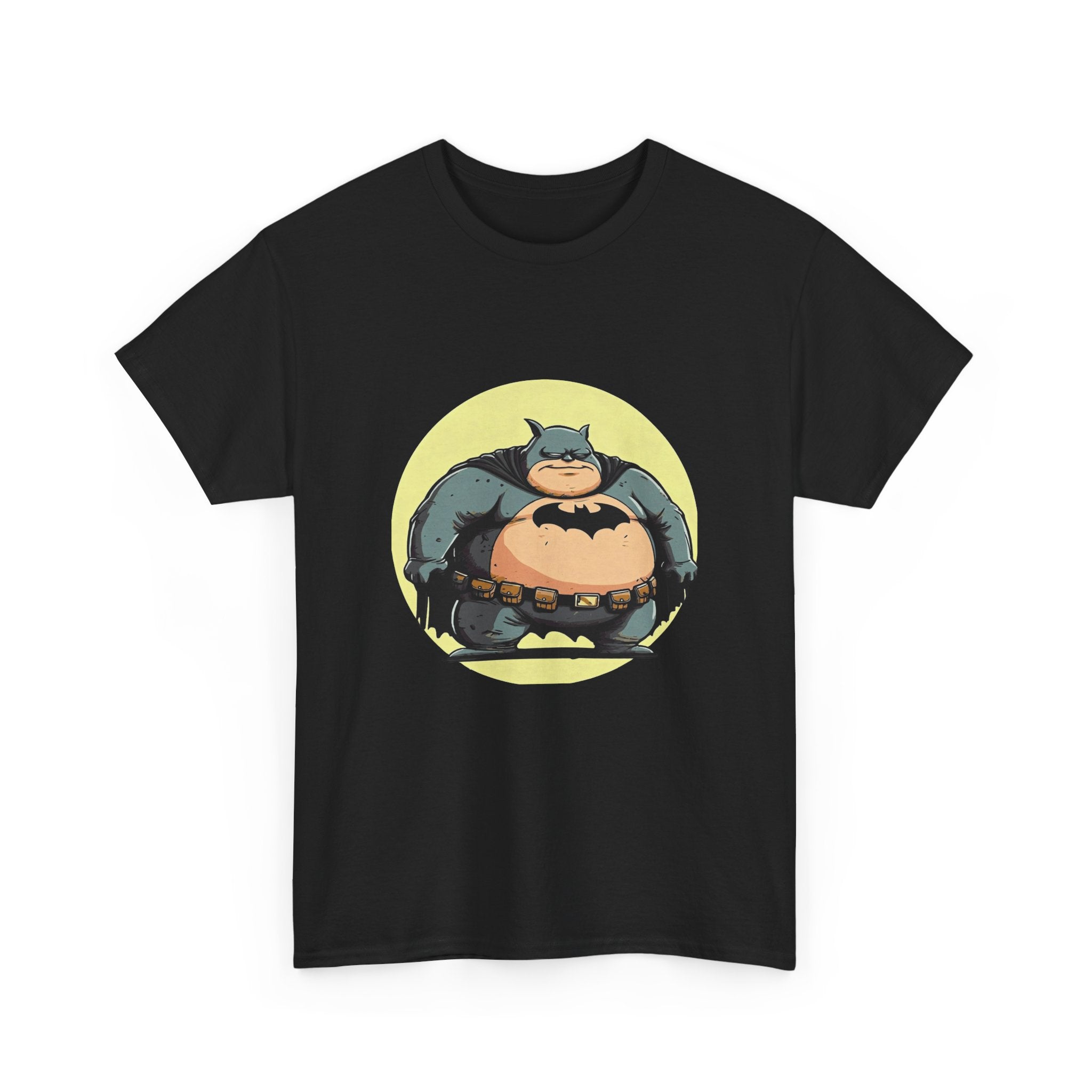 Funny Chubby Bat Hero T‑Shirt — Cute Fat Batman Parody Tee