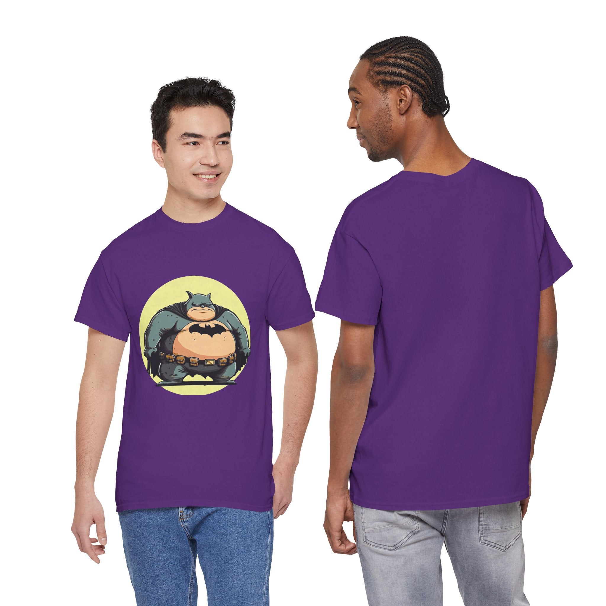 Funny Chubby Bat Hero T‑Shirt — Cute Fat Batman Parody Tee