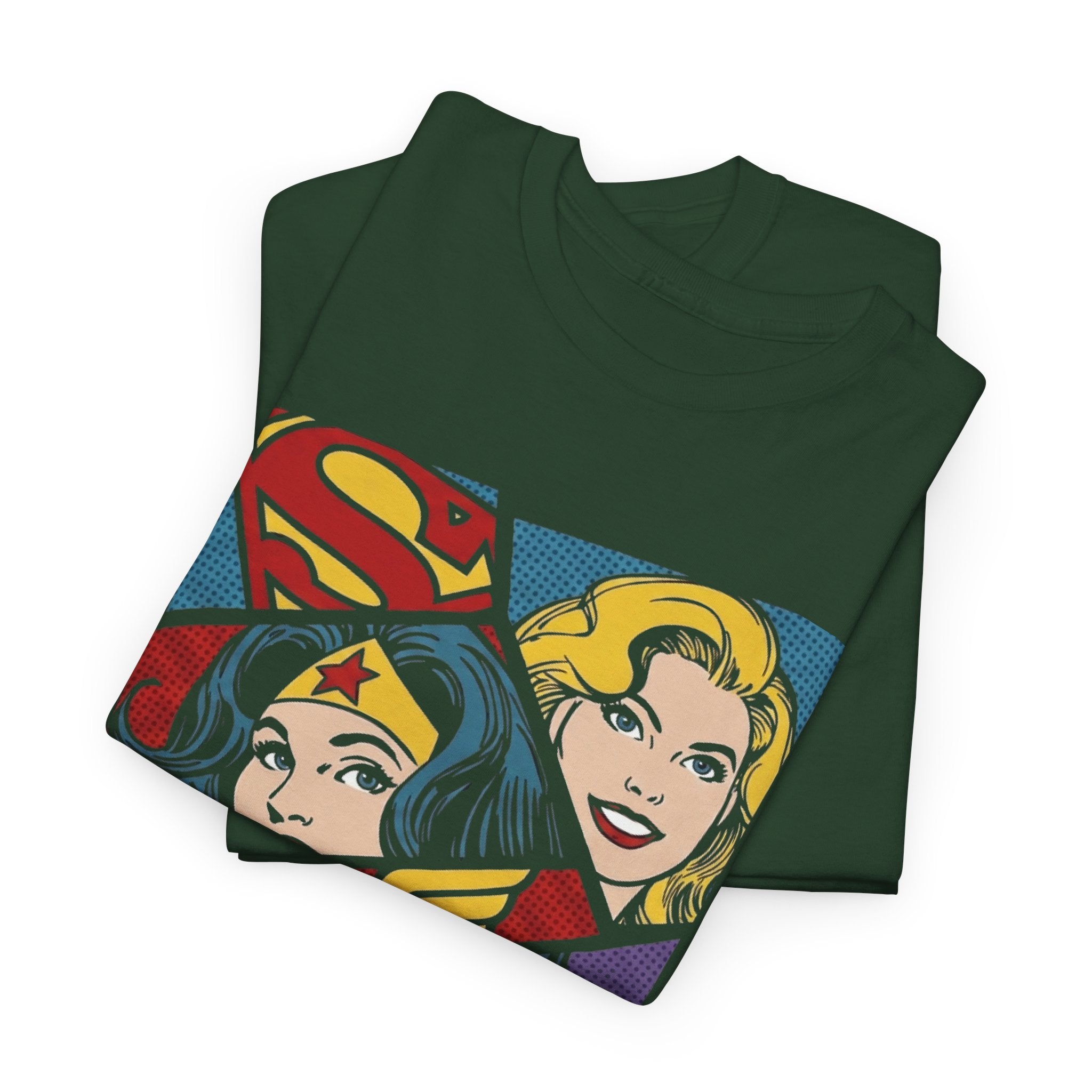 DC Girls Superhero Collage T‑Shirt — Wonder Woman, Supergirl & Batgirl Comic Tee