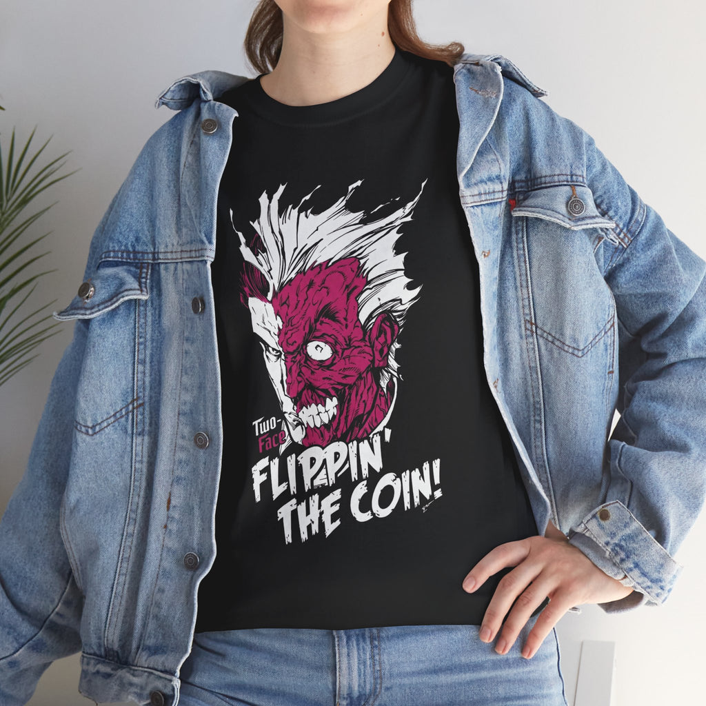 DC Comics Two-Face (Harvey Dent) “Flippin’ The Coin” Tee – Dark Gotham Villain T-Shirt