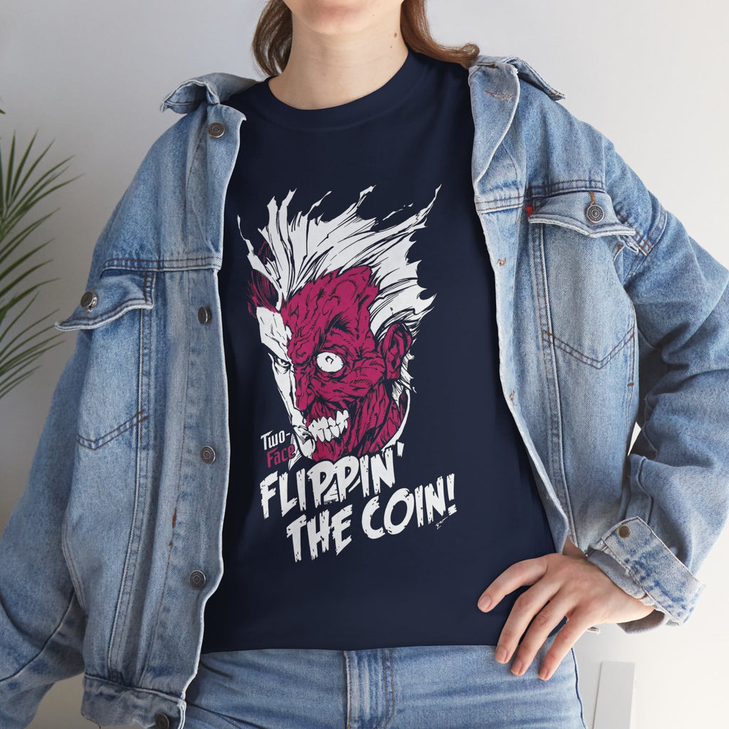 DC Comics Two-Face (Harvey Dent) “Flippin’ The Coin” Tee – Dark Gotham Villain T-Shirt