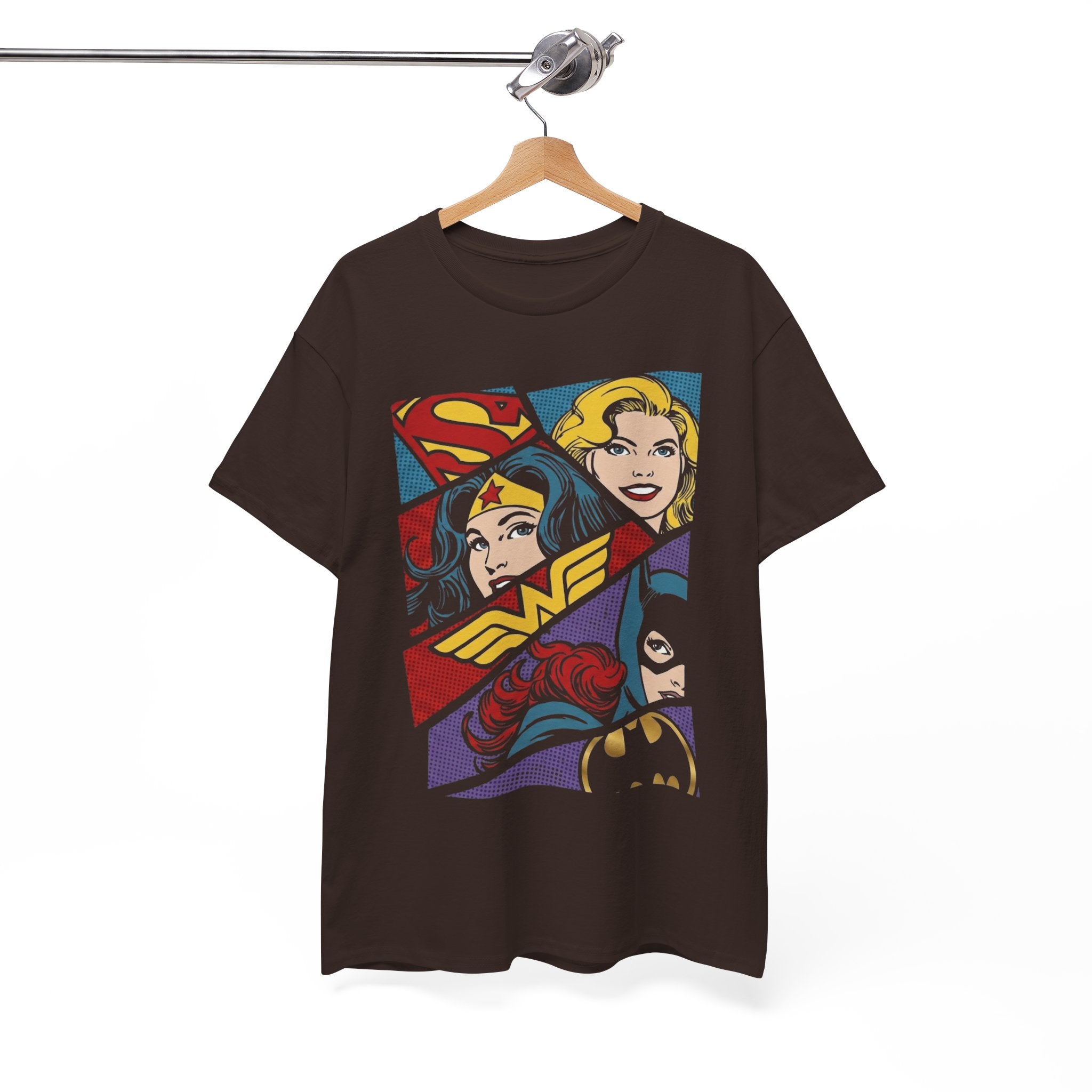DC Girls Superhero Collage T‑Shirt — Wonder Woman, Supergirl & Batgirl Comic Tee