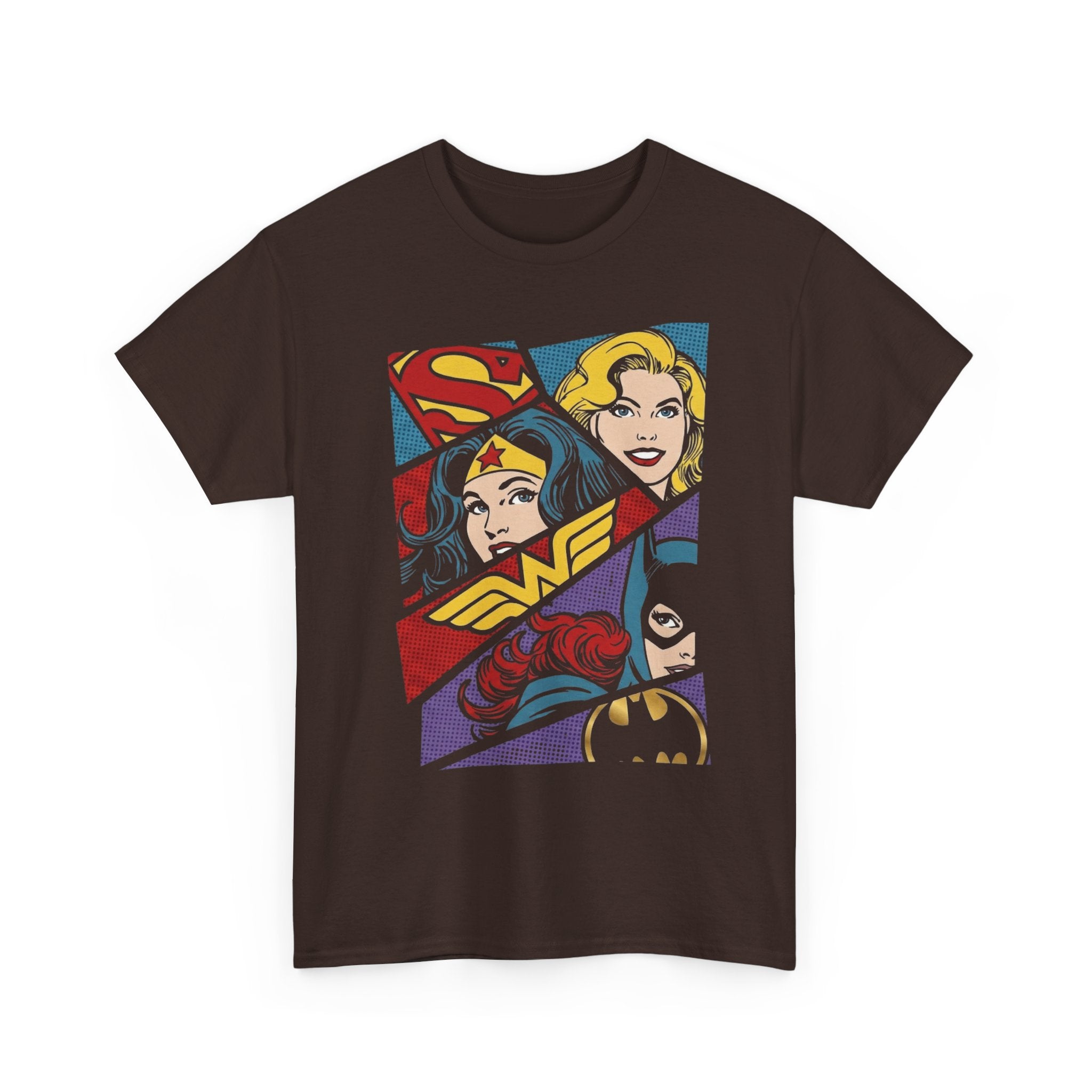 DC Girls Superhero Collage T‑Shirt — Wonder Woman, Supergirl & Batgirl Comic Tee