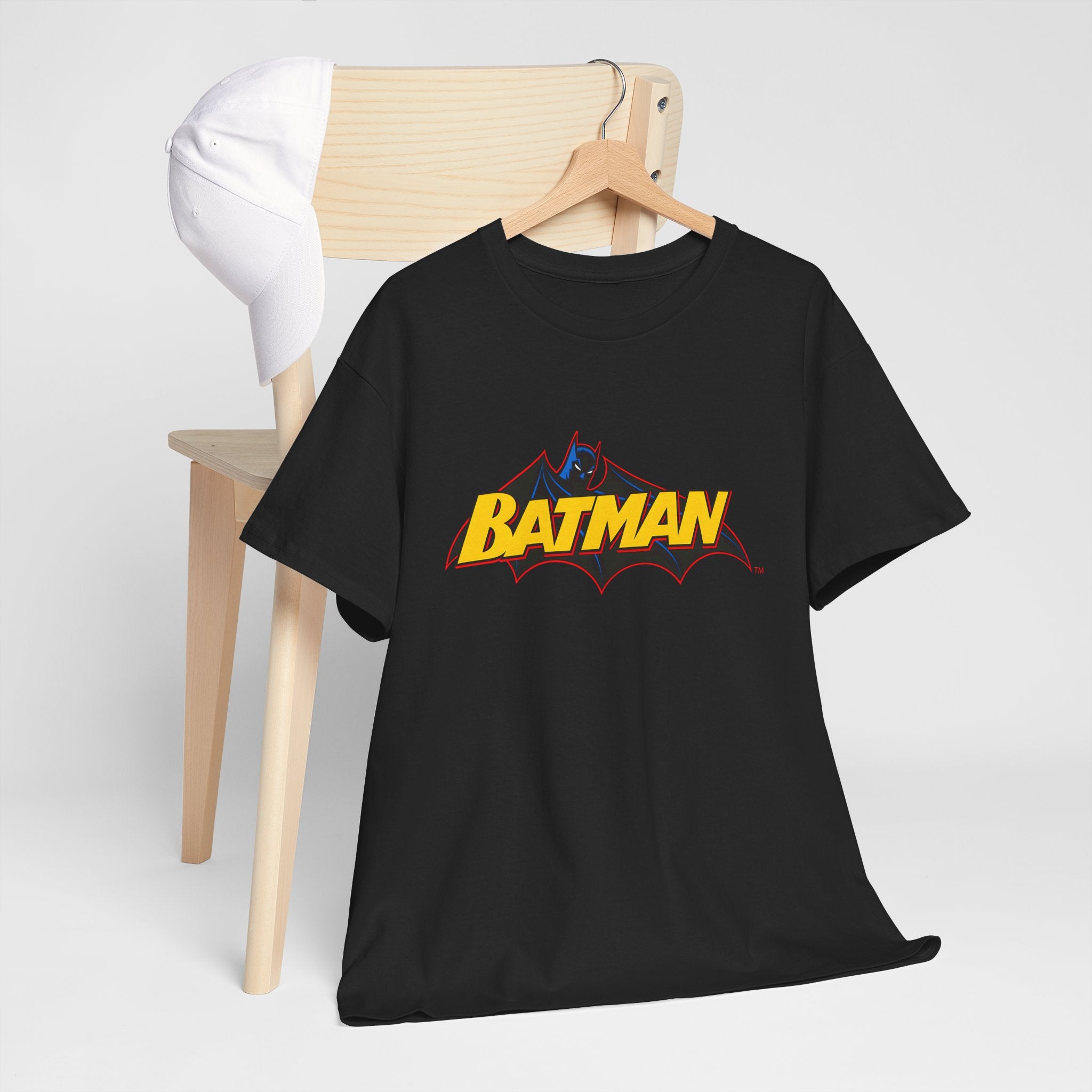 Batman  DC Comics inspired Logo T‑Shirt — Retro Yellow & Red Batman Emblem Tee