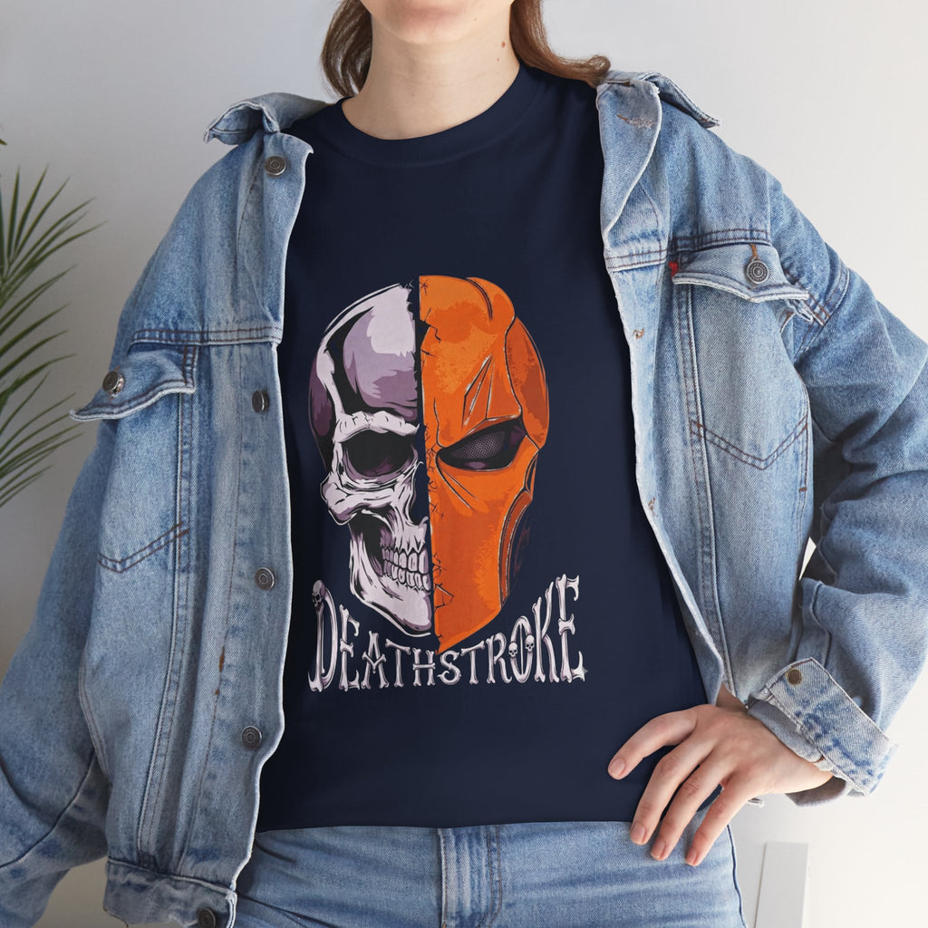 DC Deathstroke Skull Graphic T-Shirt — Slade Wilson Half-Mask Tee