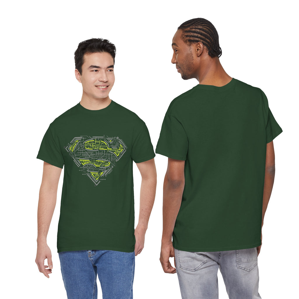 Superman Tech Shield T-Shirt — Futuristic Man of Steel Fanart Logo Tee