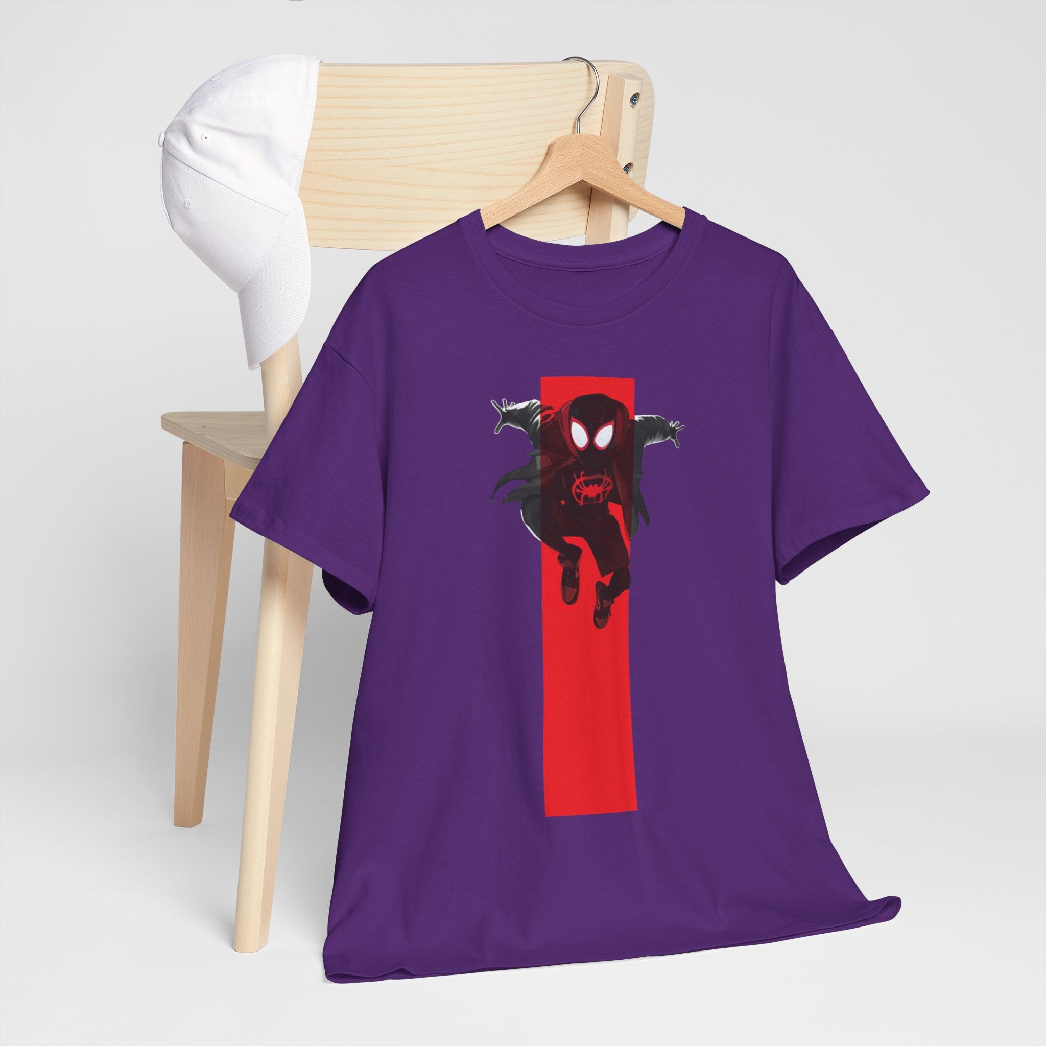 Marvel Miles Morales Spider-Man T-Shirt – Red Vertical Stripe Design | Premium Superhero Tee for Fans