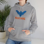 Nightwing Logo Hoodie — Dick Grayson Blue Bat Graphic Pullover