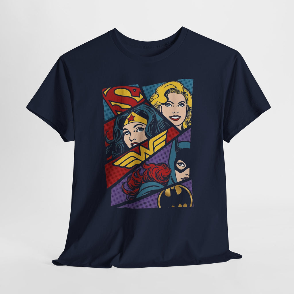 DC Girls Superhero Collage T‑Shirt — Wonder Woman, Supergirl & Batgirl Comic Tee