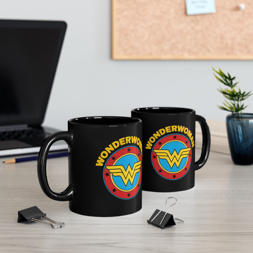 Wonder Woman Vintage Logo Coffee Mug - Retro DC Justice League Ceramic Cup - 11oz & 15oz