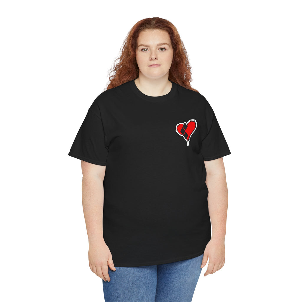 Harlequin Heart Tee — Joker-Inspired Playing Card Graphic T-Shirt