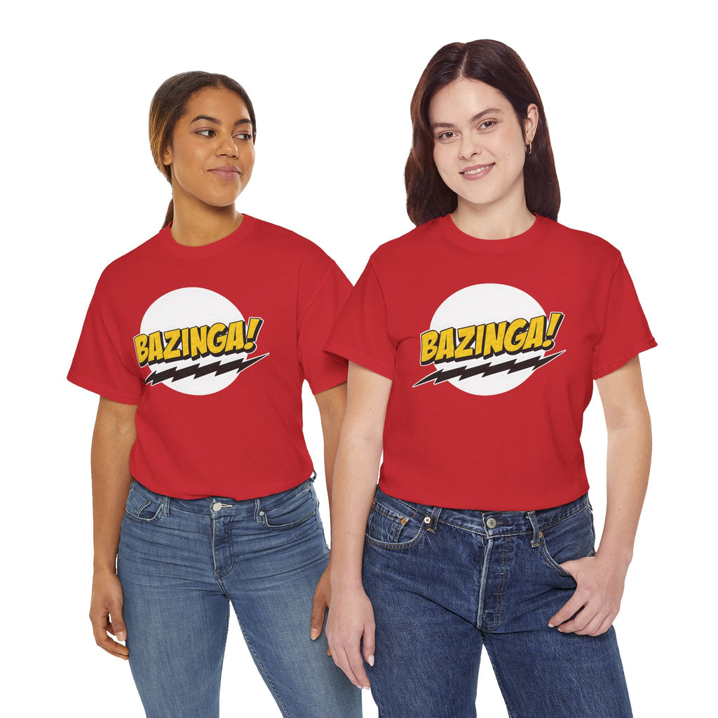Flash Parody: A fan tribute Unisex T-shirt - DC Flash logo with Sheldon's catchphrase "Bazinga!"