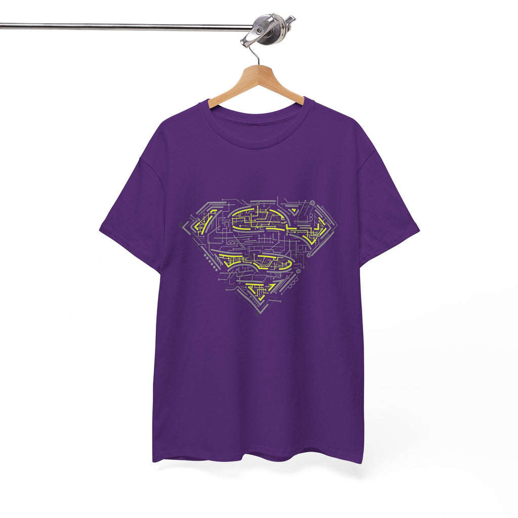Superman Tech Shield T-Shirt — Futuristic Man of Steel Fanart Logo Tee