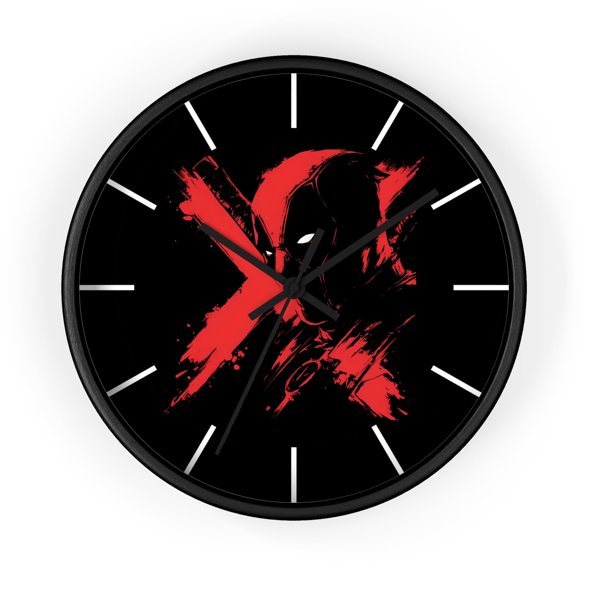 Deadpool Graphic Wall Clock — Black & Red Marvel Superhero Decor