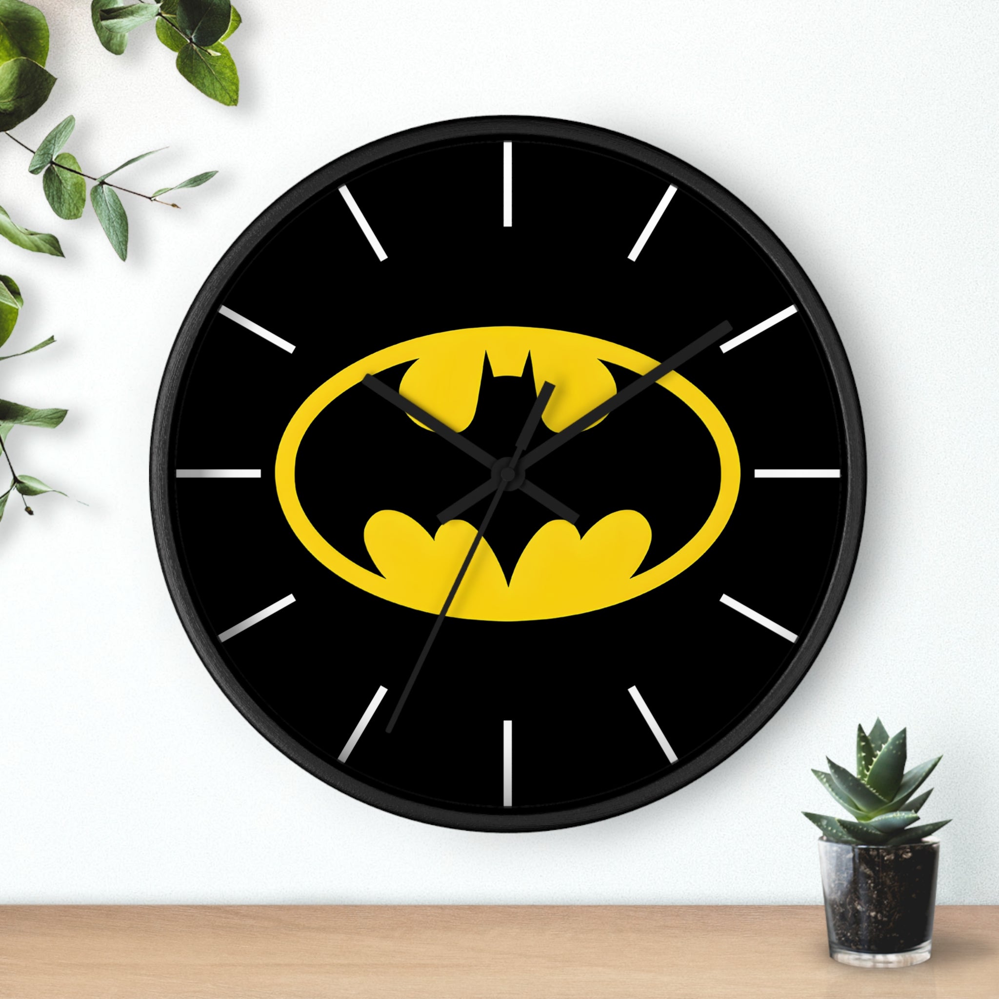 Batman Logo Wall Clock — Black & Yellow Superhero Decor