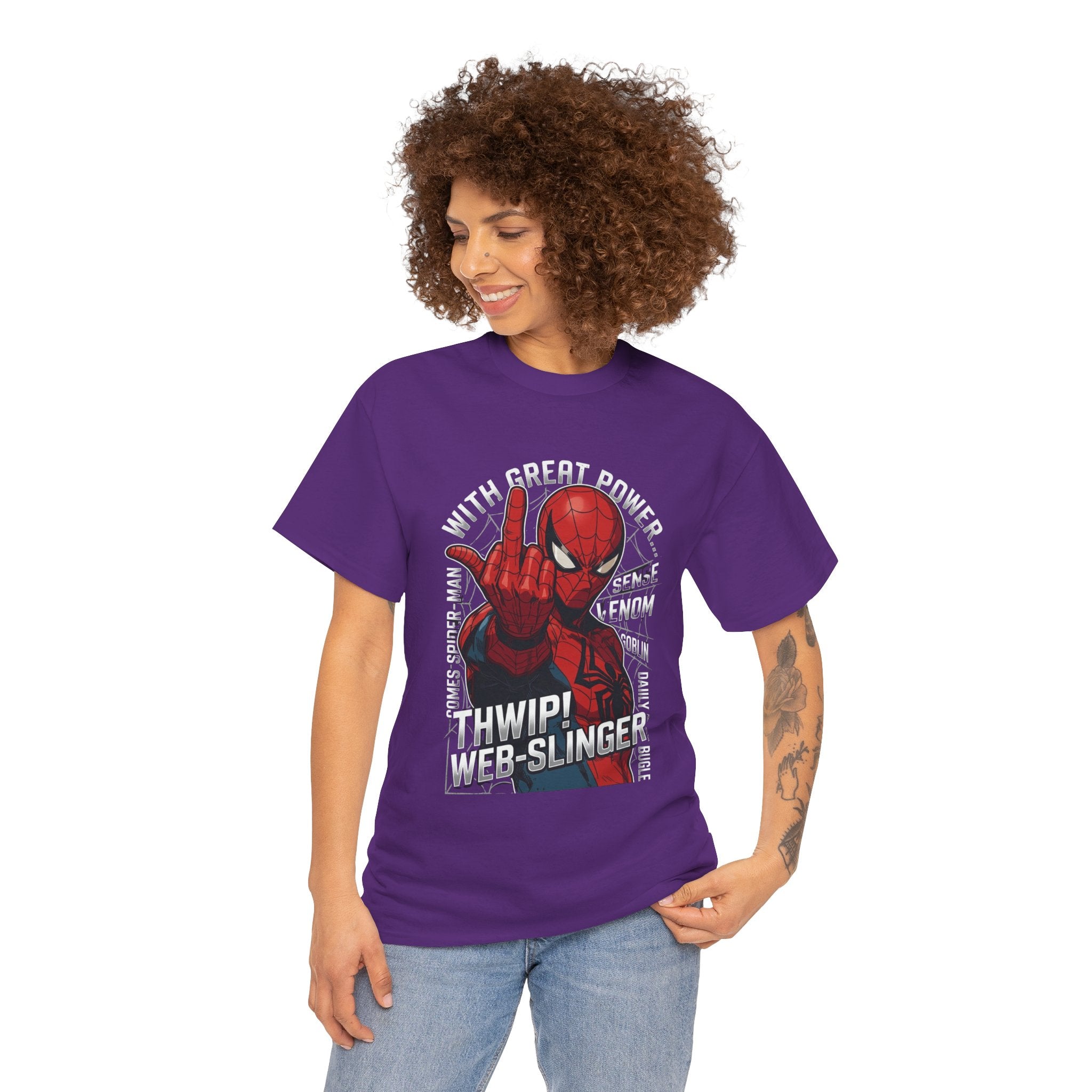 Marvel Spider-Man 'Gives the Finger' Comic Tee — Web-Slinger Graphic T-Shirt