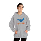 Nightwing Logo Hoodie — Dick Grayson Blue Bat Graphic Pullover