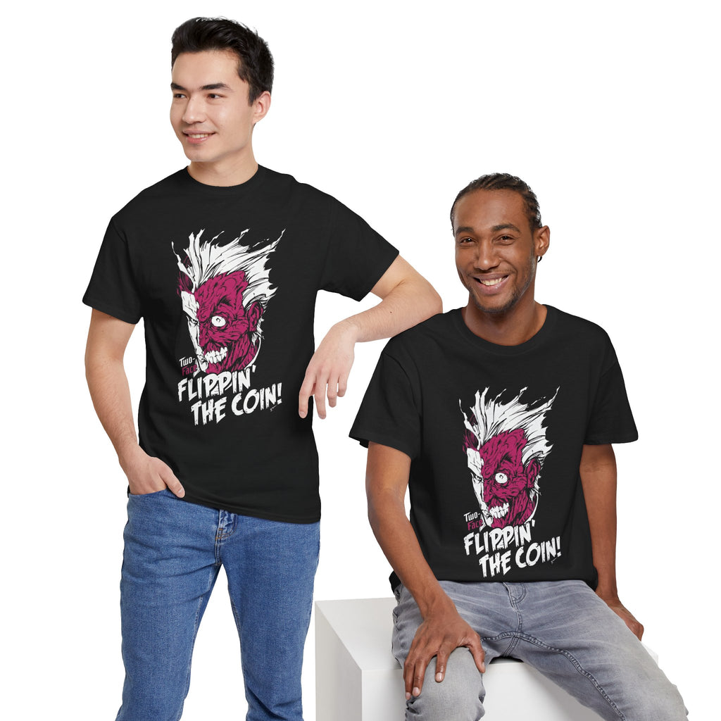 DC Comics Two-Face (Harvey Dent) “Flippin’ The Coin” Tee – Dark Gotham Villain T-Shirt