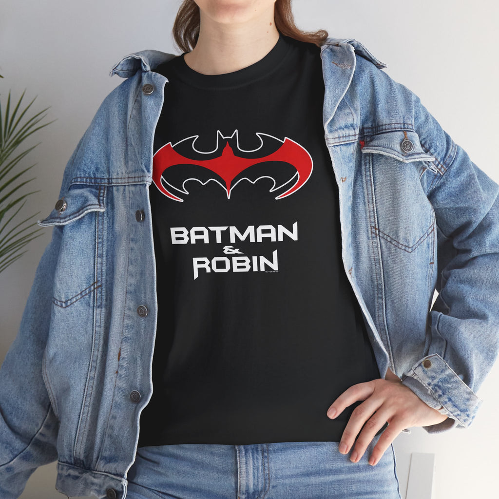 Batman & Robin 1997 Red Bat Emblem T‑Shirt - Batfamily shirt - George Clooney 90s Batman movie shirt