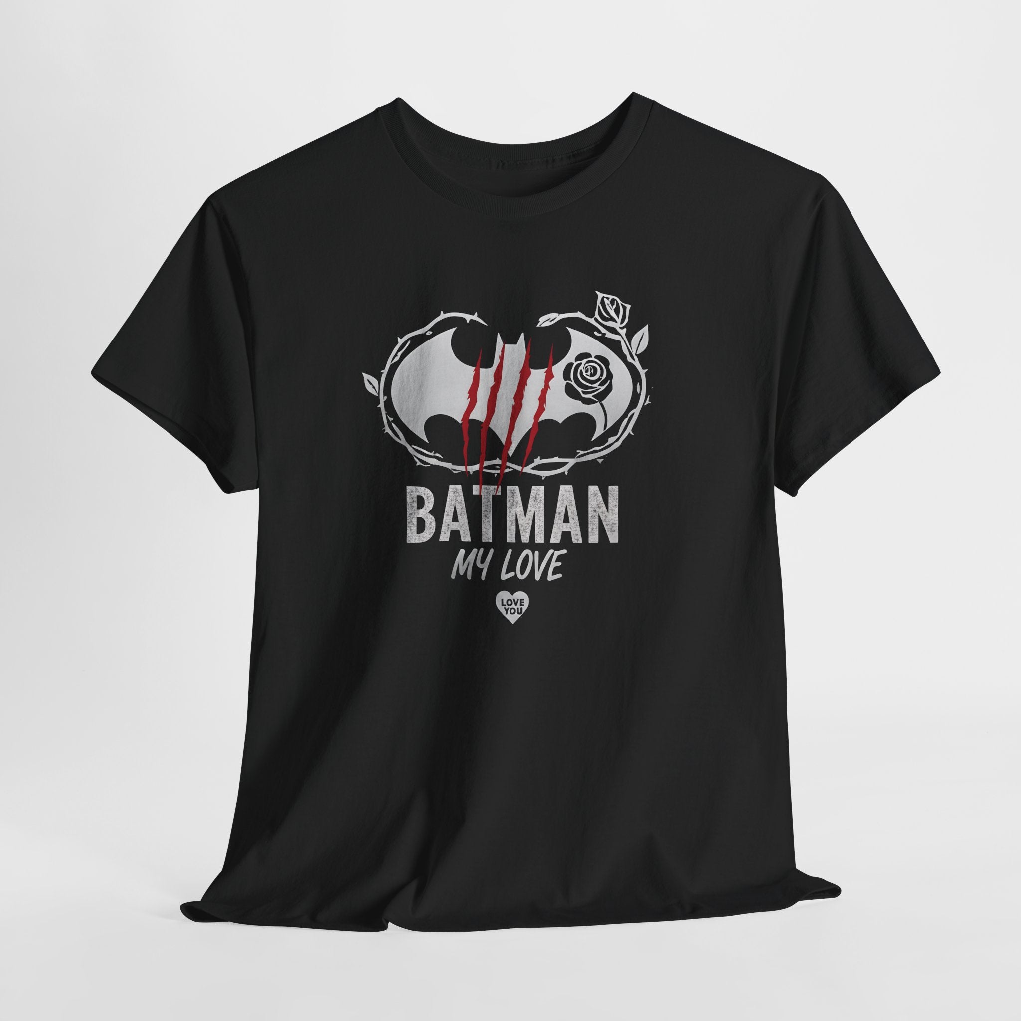 DC Batman "My Love" Heart Logo T-Shirt — Romantic Valentine’s Gift for Partners