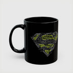 DC Superman Cyborg Logo Coffee Mug — Neon Tech Superman Shield Coffee Cup (11oz/15oz)