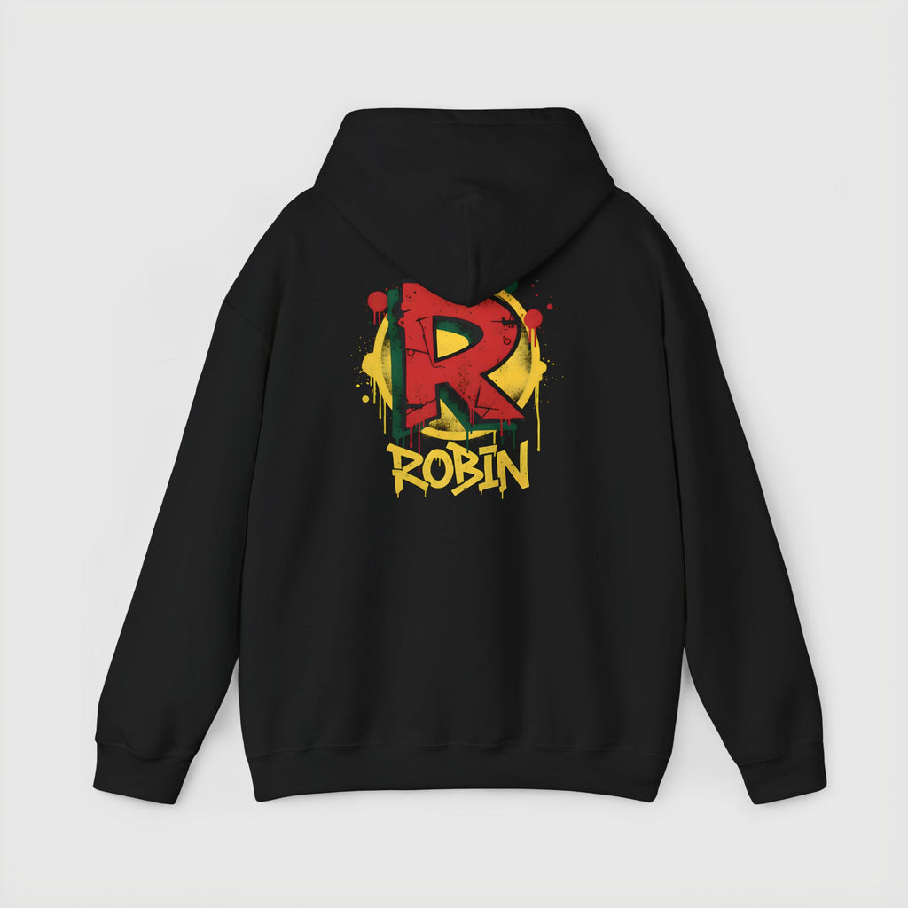 DC Robin Graffiti Hoodie — Dick Grayson "R" Street Art Pullover