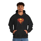Dripping Superman Emblem Hoodie — Retro Grunge Bleeding Superman Pullover