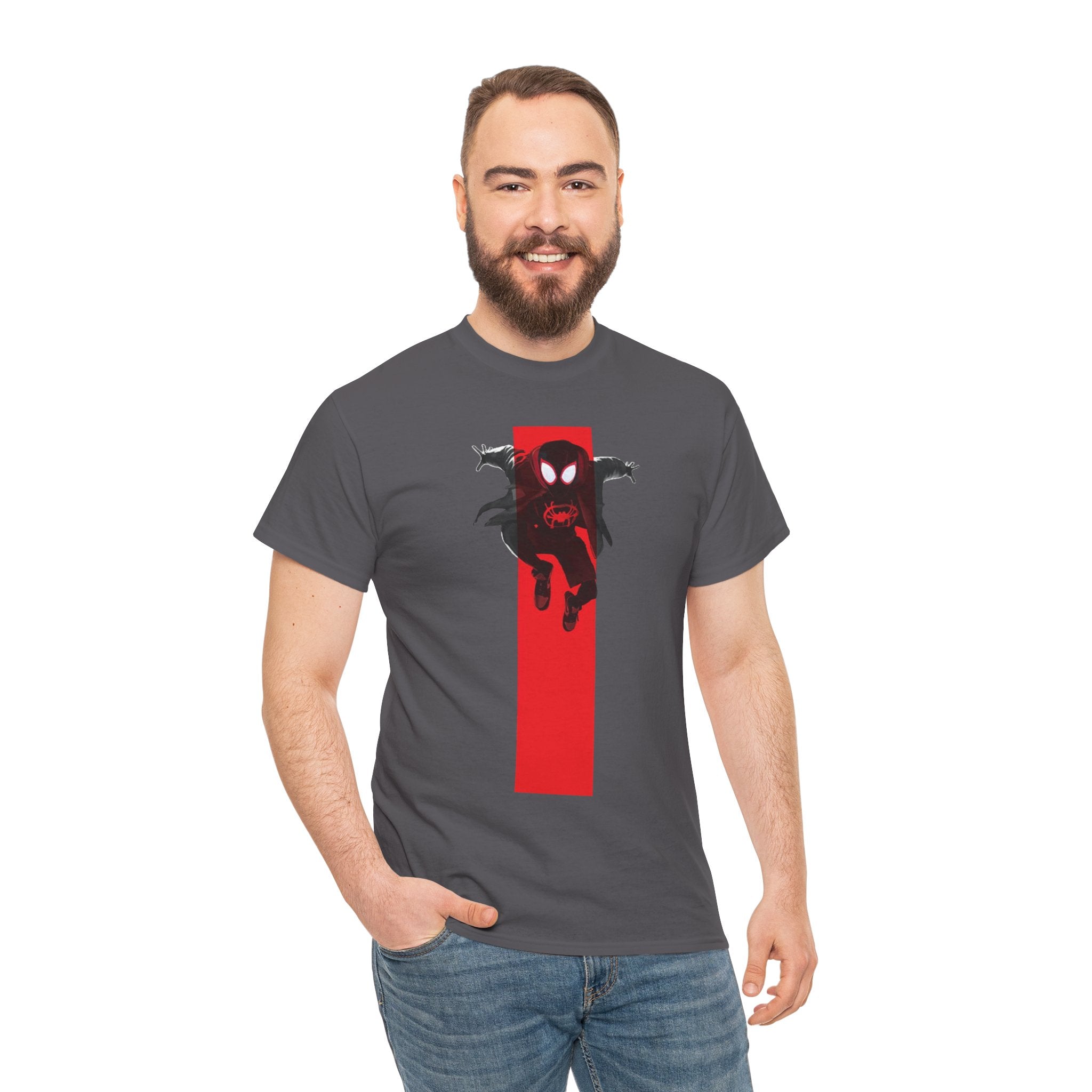 Marvel Miles Morales Spider-Man T-Shirt – Red Vertical Stripe Design | Premium Superhero Tee for Fans