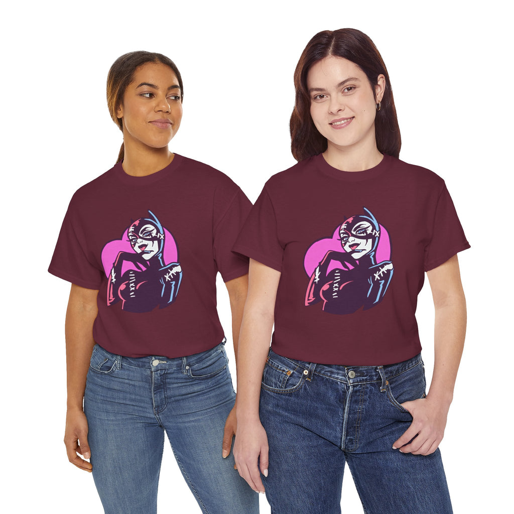 Catwoman Neon Heart Retro Comic T-Shirt — Catwoman Anti-Hero Tee