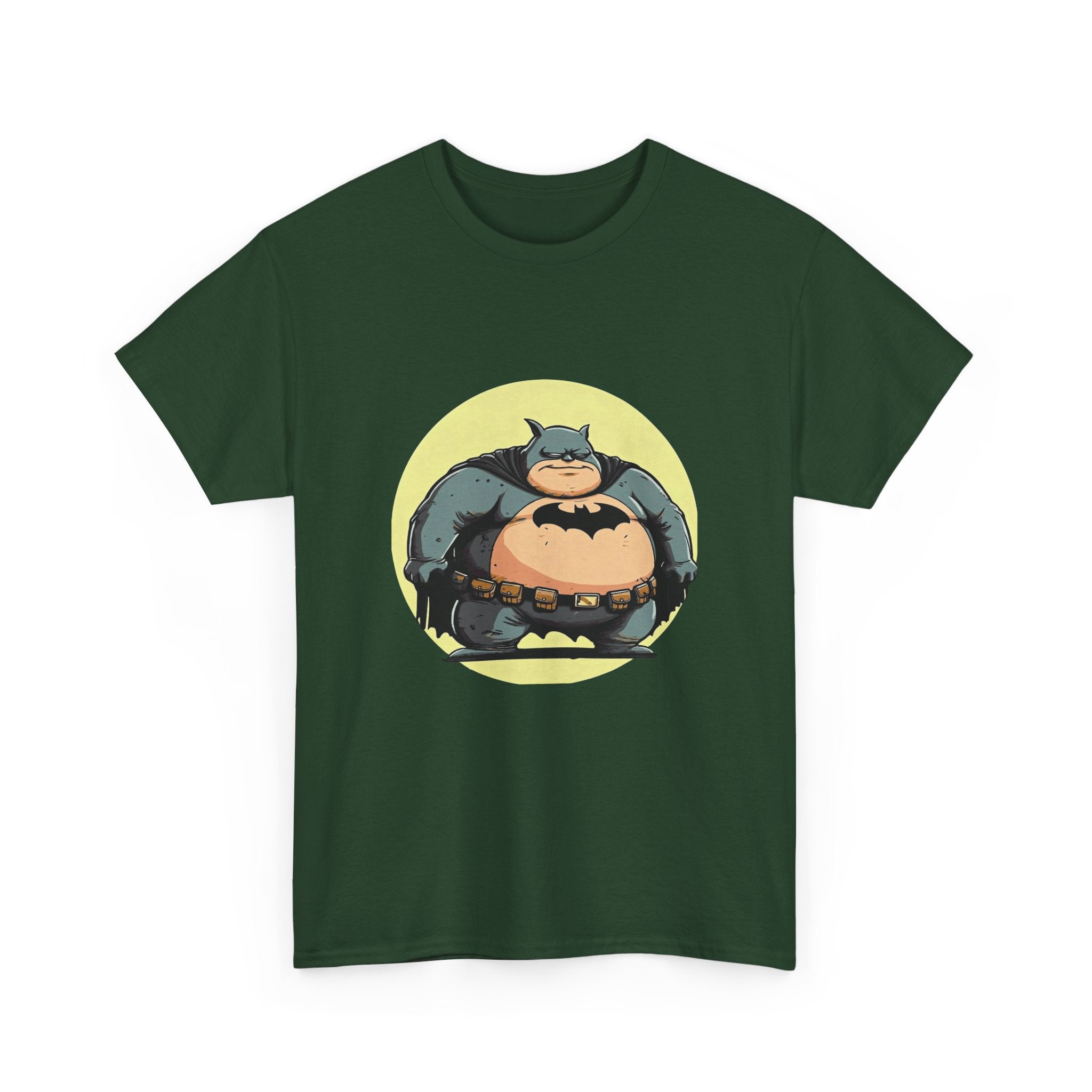 Funny Chubby Bat Hero T‑Shirt — Cute Fat Batman Parody Tee