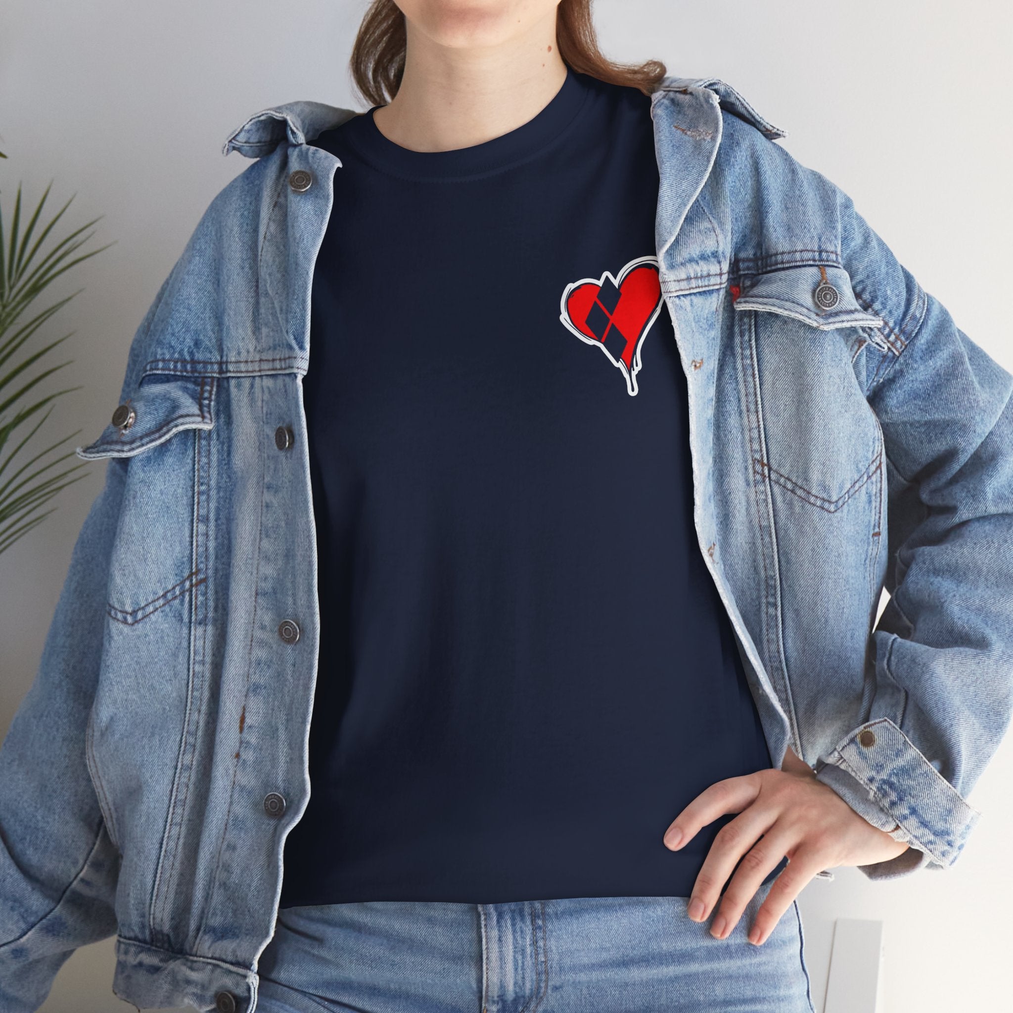 Harlequin Heart Tee — Joker-Inspired Playing Card Graphic T-Shirt