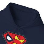 Spider-Man x Superman Logo Hoodie — Superhero Mashup Pullover